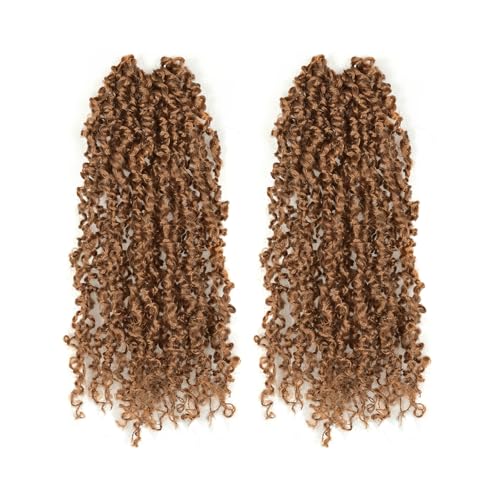 Toyotress Yanky Twist Crochet Hair - 10 Inch 2 Packs (30 Strands/Pcs) Fluffy Spring Mini Twist Passion Twist, Brown Pre-Looped Crochet Braids Braiding Hair (10 Inch, 30#-2P)