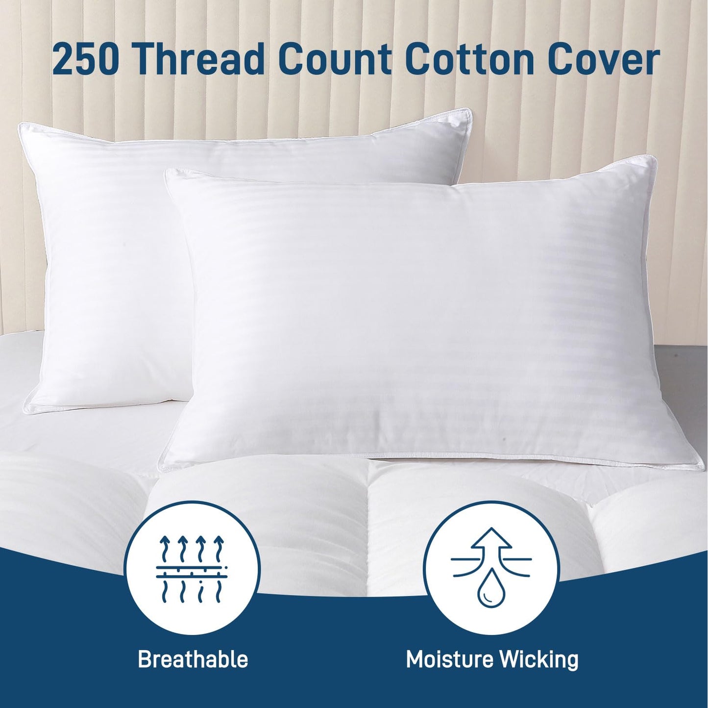Ankwos Hypoallergenic Side Sleeper Pillows Queen/Standard Size Set of 2 - Soft and Cooling - Hotel Quality Soft Pillows with Cotton Cover Down Alternative Filling,Oeko-TEX Certified