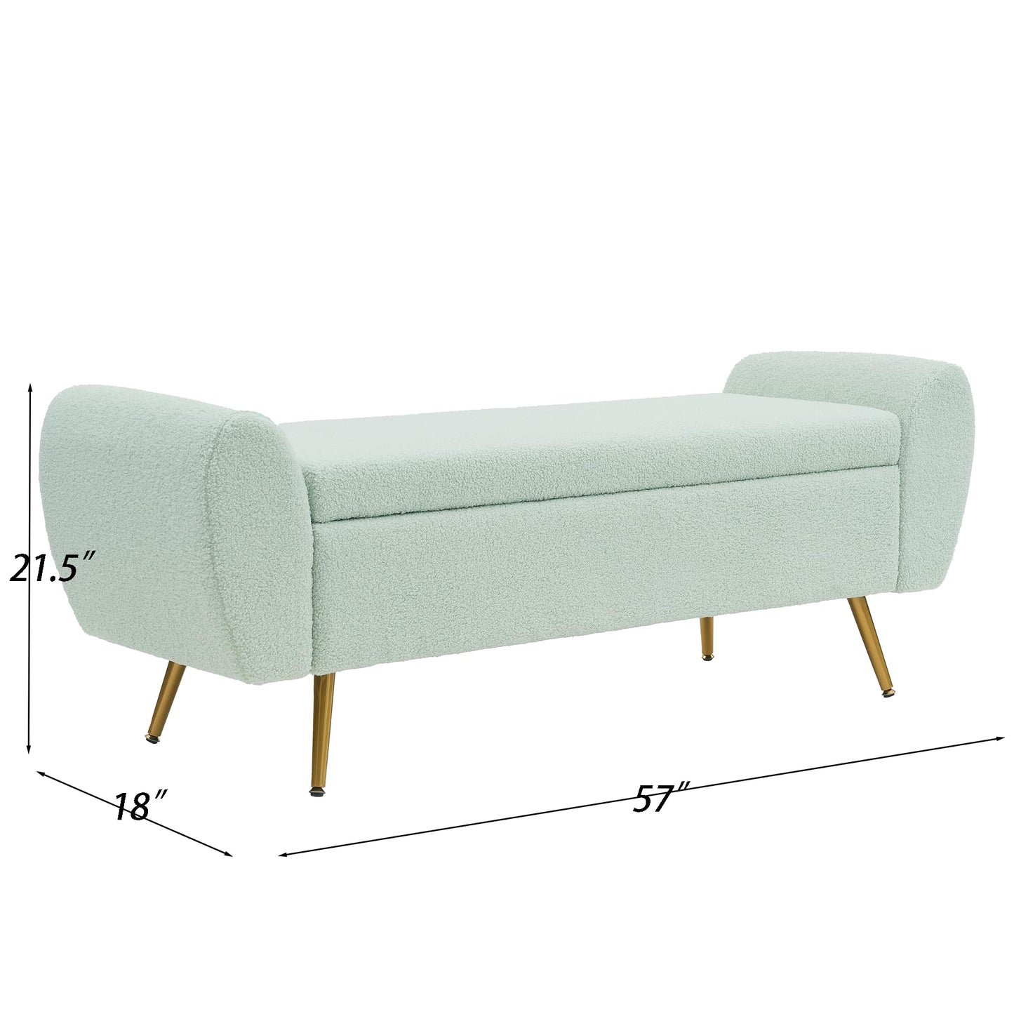 AIITTCC Teddy Storage Bench for Bedroom, Extra Long Boucle Bench for King Size Bed, Modern Upholstered End of Bed Ottoman Bench with Arms for Entryway Living Room (SAGE)