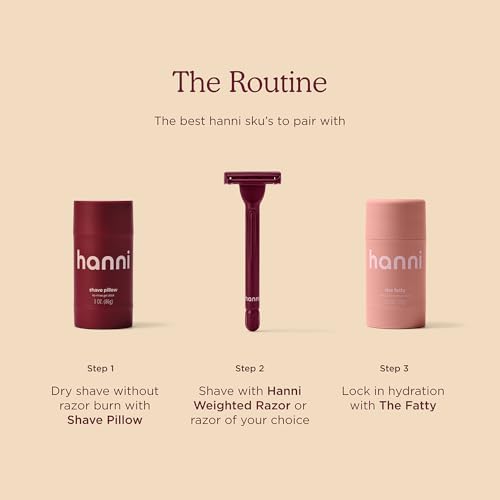 HANNI Weighted Dermaplane Razor with Blades, Safety Shaver for Women, Bikini and Sensitive Area Hair Remover, Smooth Glide Long Handle, Blush