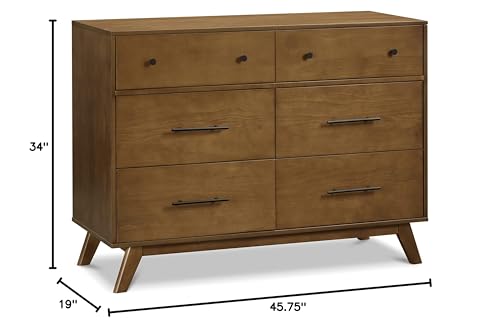 DaVinci Otto 6-Drawer Baby Dresser for Bedroom - GREENGUARD Gold Certified - Multi-Purpose Storage Double Chest of Drawers for Boys and Girls -Dresser for Kids Bedroom, Living Room, Nursery -Walnut