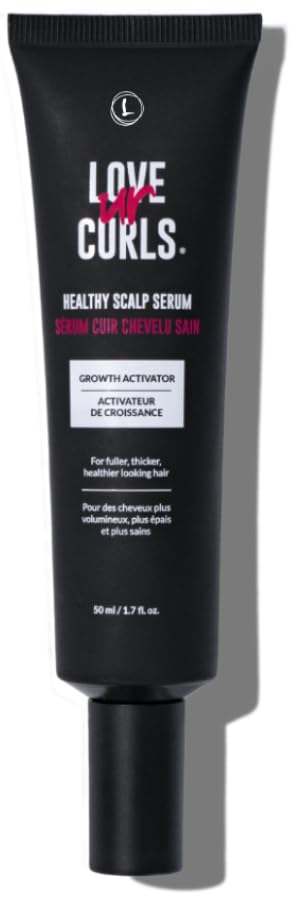Love Ur Curls - Healthy Scalp Serum Growth Hair Activator, Turmeric & Basil Extracts for Deep Moisturizing and Thicker Full Hair, Vegan, 50mL