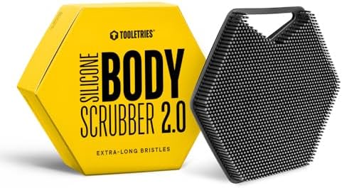 TOOLETRIES Body Scrubber 2.0 – Premium Silicone Scrubber for Cleaning, Exfoliating and Invigorating Your Skin – Extra Long Lather Boosting Bristles with Ergonomic Handle, Long-Lasting & Easy to Clean