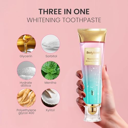 Niacinamide Whitening Toothpaste, BodyAccel Toothpaste, Niacinamide Toothpaste, Stain Removal Toothpaste Natural Gentle, Fresh Breath