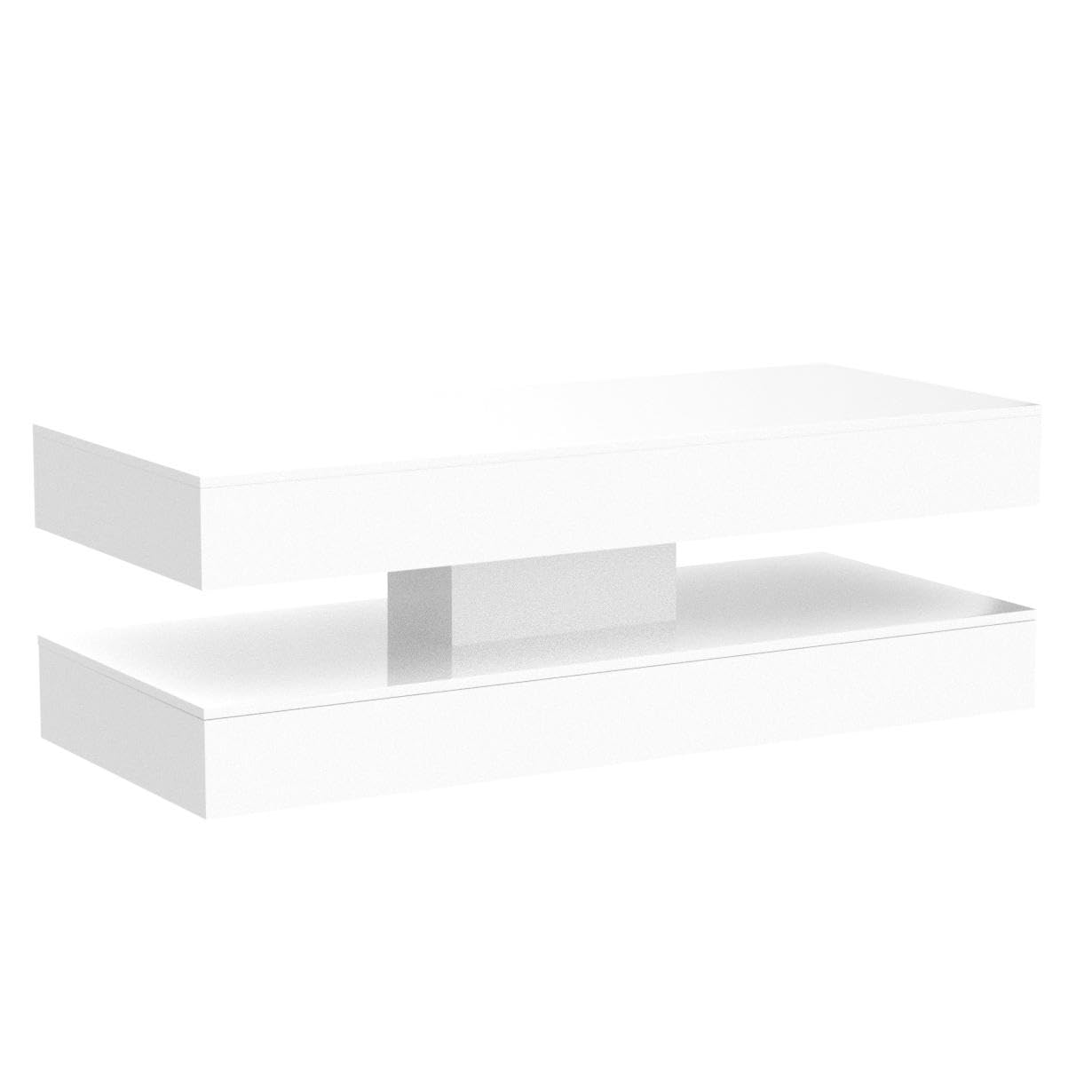Uspeedy 47.3IN High Glossy LED Coffee Table,APP LED Lights,Black/White, Modern Furniture for Living Room (White)