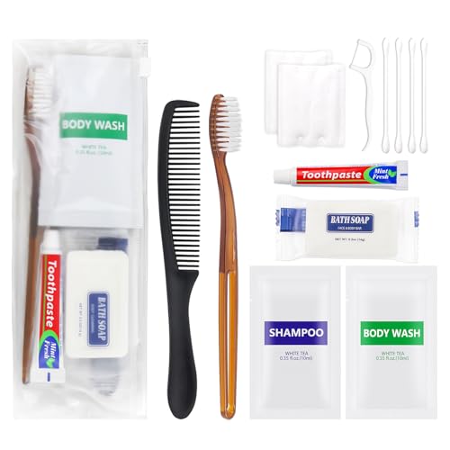 20 Sets Toiletry Kits Homeless Personal Hygiene Kit Bulk Homeless Care Package Supplies Travel Toiletry Kit Homeless Hygiene Kit Bulk for Men Women Charity Disposable Toiletry Kit(8-IN-1)