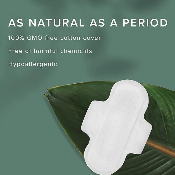 Veeda Natural Cotton Day Pads for Women - Heavy Flow Absorbent Ultra-Thin Feminine Pads with Wings - Hypoallergenic Period pads - Unscented & Chlorine free Sanitary Napkins - 42 Count