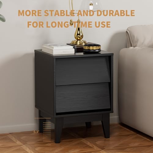 2 Set Nightstands Features Vintage-Style and Bevel Design, Made of MDF, Mid Century Modern Nightstand, Night Stand for Bedroom,Bedroom Furniture