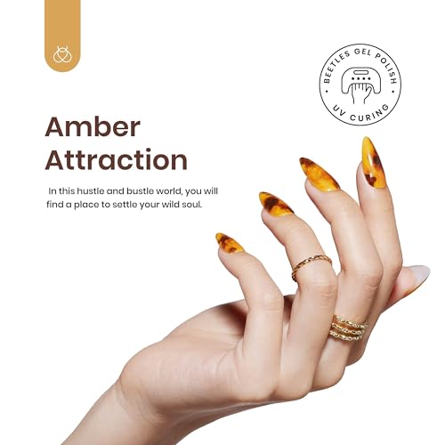 Beetles Gel Nail Polish with Blooming Gel - 5 Colors Gel Polish White Wine Brown Color Nail Polish Set Amber Attraction 1pcs Clear Blooming Polish Soak Off Uv Nail Art Gfit Set for Women
