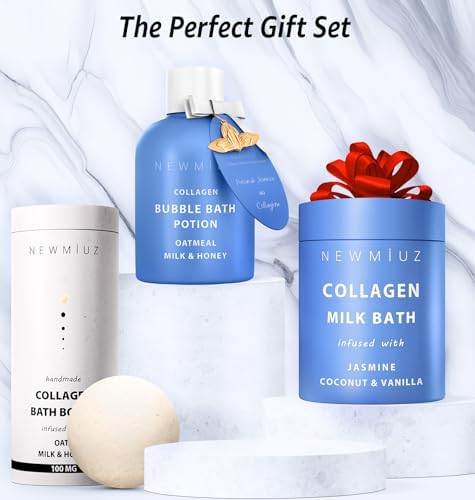 Collagen Luxury Bubble Bath Long Lasting Foam with Oatmeal Milk Honey Moisturizing Relaxing Stress Relief Calming Self Care Spa Gift for Women and Men