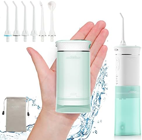 Water Flosser Cordless Oral Irrigator Portable Teeth Cleaner HOC600 IPX7 Waterproof Electric Dental Flossers with DIY Modes 6 Jet Tips for Braces Care Travel and Home Use