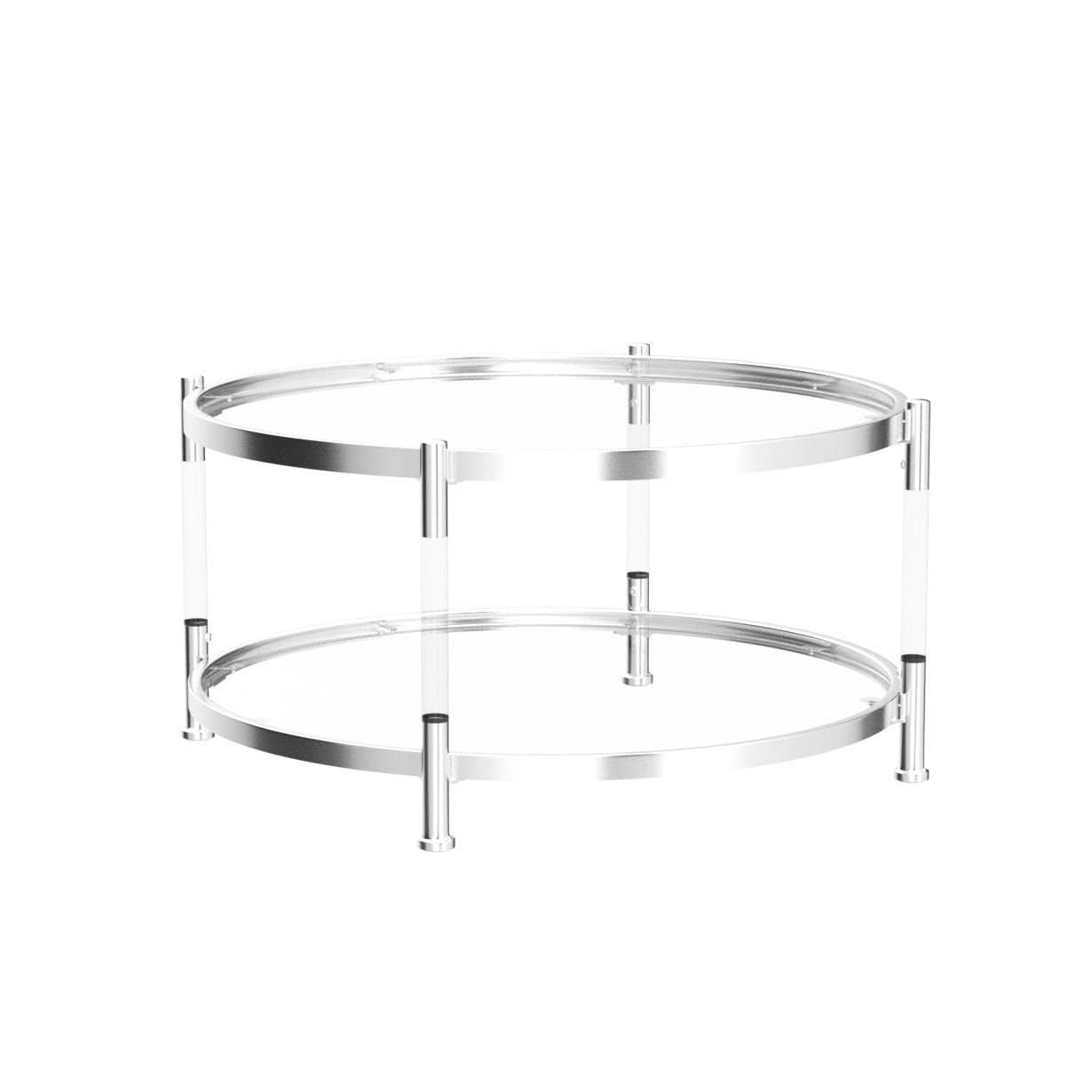 Lasadelgar Tempered Glass Round Coffee Table, 32.3" Modern Acrylic Legs Circle Coffee Table for Living Room