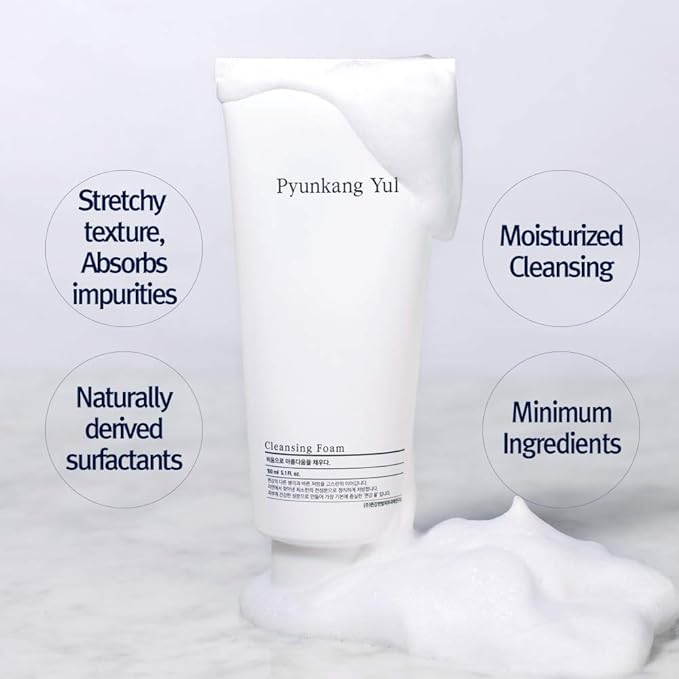 PYUNKANG YUL Cleansing Foam - Korean Facial Wash for All Skin Types - Zero-irritation Face Washer extracted from Coconut - Moisturized Skin & Creating Moisture Barrier after Cleansing - 5.1 Fl. Oz