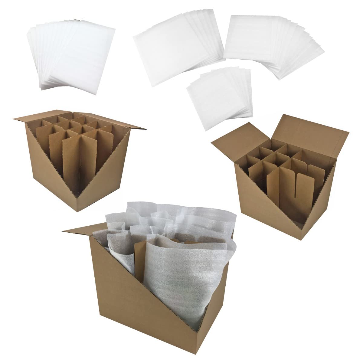 Kitchen Moving Box & Supplies Kit #1 4 Boxes with Dish/Glass Inserts