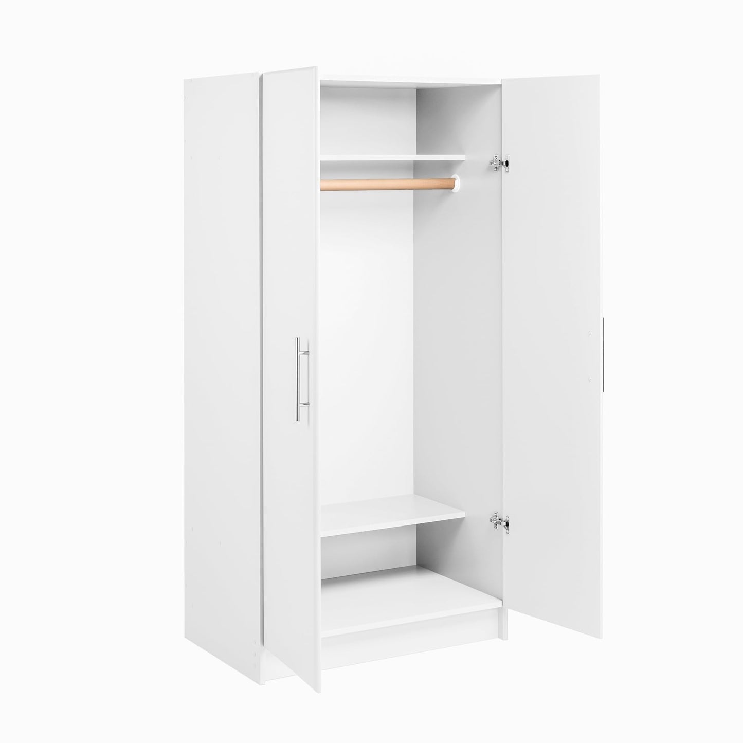 Prepac Armoir, Elite 32"W x 65"H x 24.5"D White Wardrobe Closet & Cabinet - Functional Clothes Storage with Hanging Rail, Armoire Wardrobe