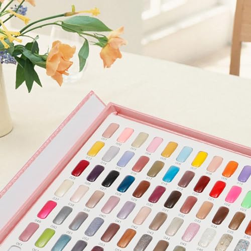 Professional 216 Nail Colors Chart, Nail Gel Polish Organizer Display Card Book, Nail Art Salon Nail Swatch Stick Card board Painting Practice Book