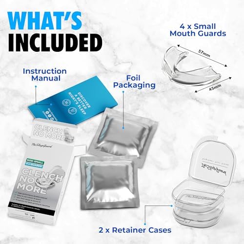 Mouth Guard for Clenching Teeth at Night [Pack of 4, Small Size - Women] – Custom Night Guards for Teeth Grinding – Nighttime Protection During Sleep for Adults