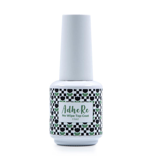 ADHERE Top Coat- 15ML No Wipe Top Coat Gel Nail Polish,Clear Color Gel Shine Finish and Long Lasting, Soak Off Nail Lamp,for Home DIY and Nail Salon
