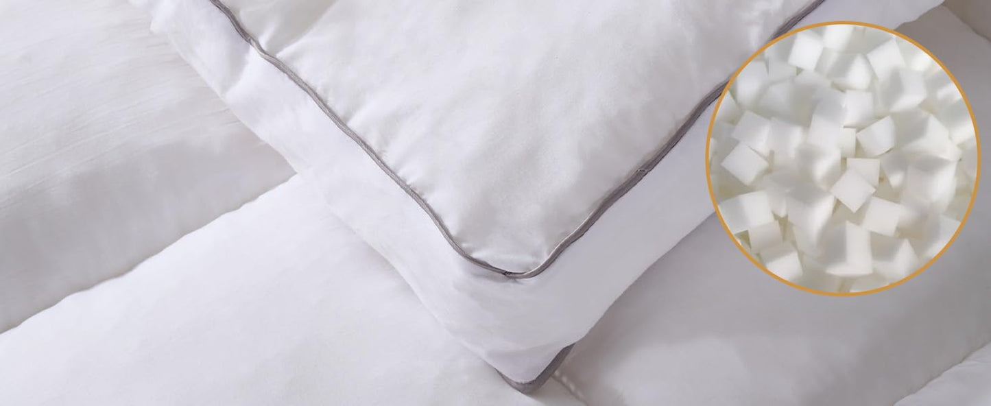 Memory Foam Queen Mattress Topper, Bed Topper with 3 Inch Extra Thick Shredded Foam, 100% Cotton Mattress Pad Cover, Breathable & Skin-Friendly Queen Size Mattress Topper with Anchor Straps