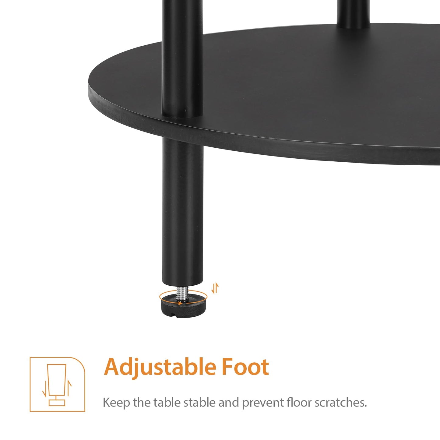 MOOACE End Tables Set of 2, Small Side Table, 2-Tier Nightstand with Storage Shelves, Round Sofa Bedside Table Coffee Desk for Living Room, Bedroom, Bathroom, Office, Black