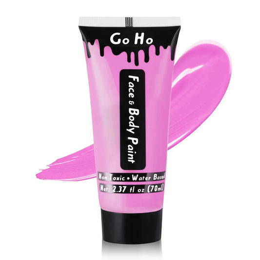 Go Ho Pink Face Body Paint Washable(2.37 oz,70 ml),Water Based Cream Non-Toxic Full Pink Body Paint for SFX Cosplay Costumes Festivals Halloween Makeup
