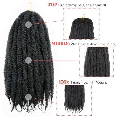 Marley Twist Braiding Hair 24 Inch Marley Twist Hair Long Cuban Twist Hair 8 Packs Afro Kinky Curly Twist Crochet Hair Synthetic Marley Hair Extensions (24 Inch 8packs, 1B)