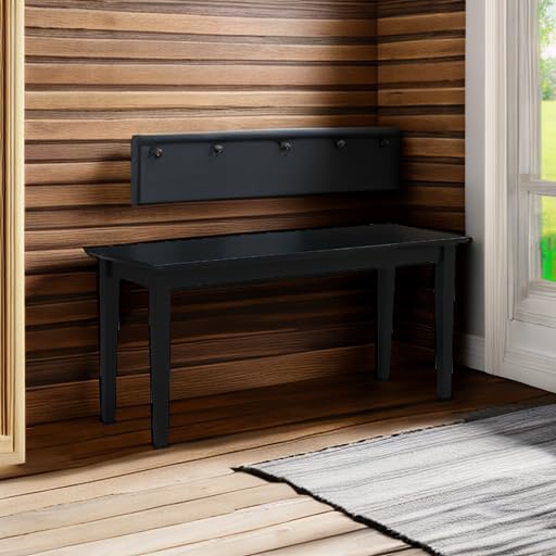 IC INTERNATIONAL CONCEPTS Shaker Style Bench Real/Solid Parawood, Kitchen/Dining, Sturdy & Reliable Seating, Easy Assembly, 39"W x 14"D x 18"H, 450 Lbs Wt. Capcity, Black