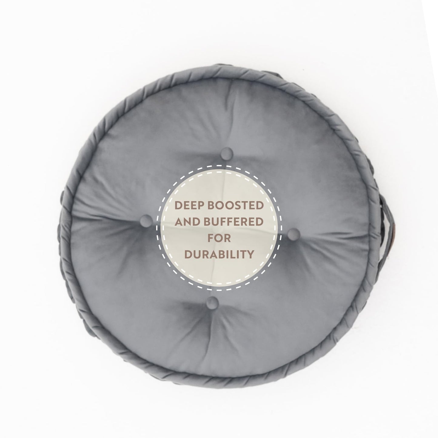 Dekorist Round Floor Cushion, Floor Pillow Thick Floor Seating, Comfortable Supportive, Quilted Soft Booster Seat Pad for Yoga Meditation, Yoga Cushion, 56 cm 22 inch, Ibiza, Light Grey