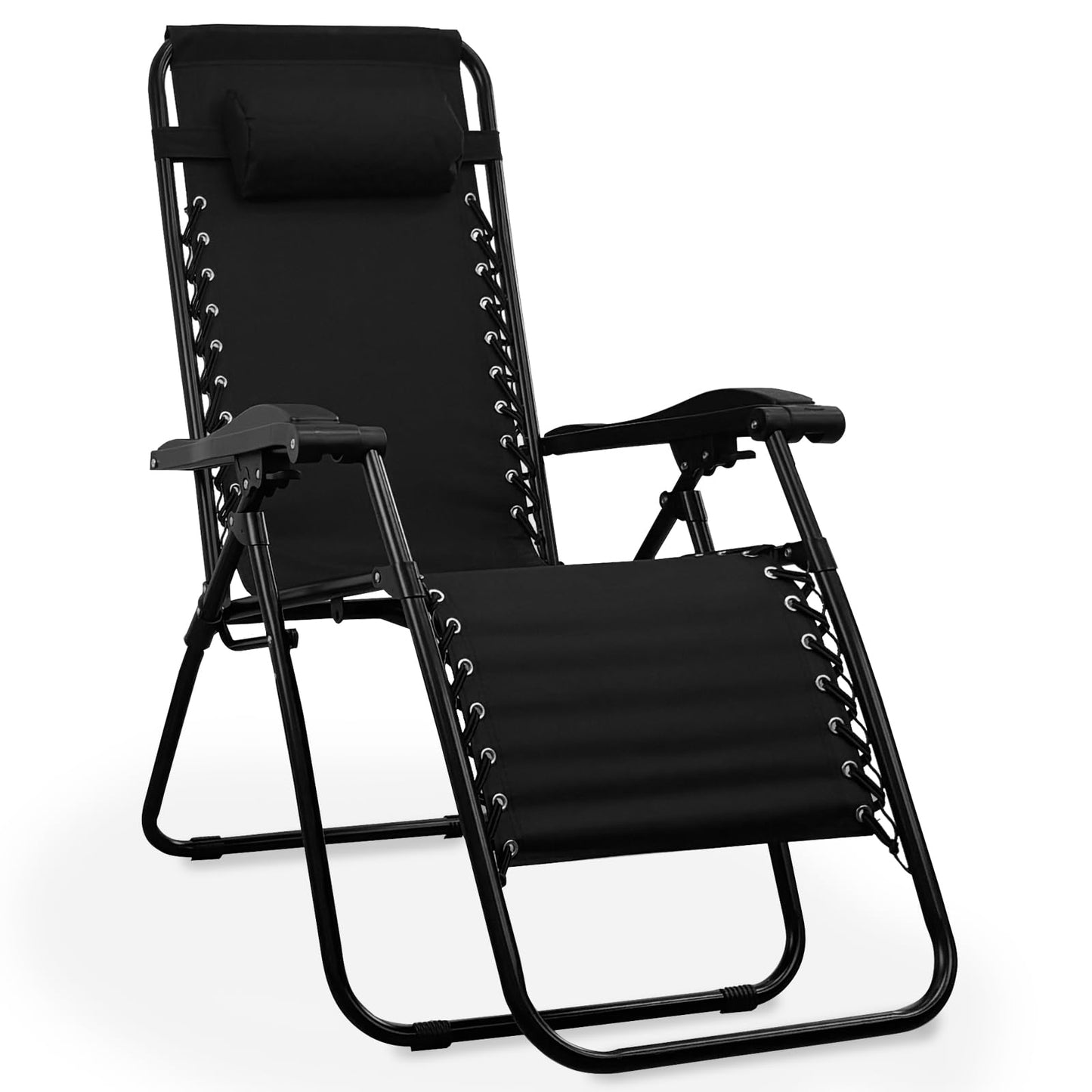 PRIJESSE Outdoor Patio Zero Gravity Lounge Chair with Pillow, Folding Reclining and Textilene Adjustable, Folding Lounge Lawn Chairs for Outside (1)