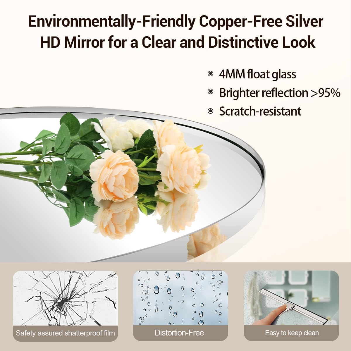 ANDY STAR Oval Bathroom Mirror, 22" x 34" Chrome Stainless Steel Metal Frame Pivoting Mirror for Over Sink with Adjustable Tilting Design, Vanity Mirror for Modern Wall