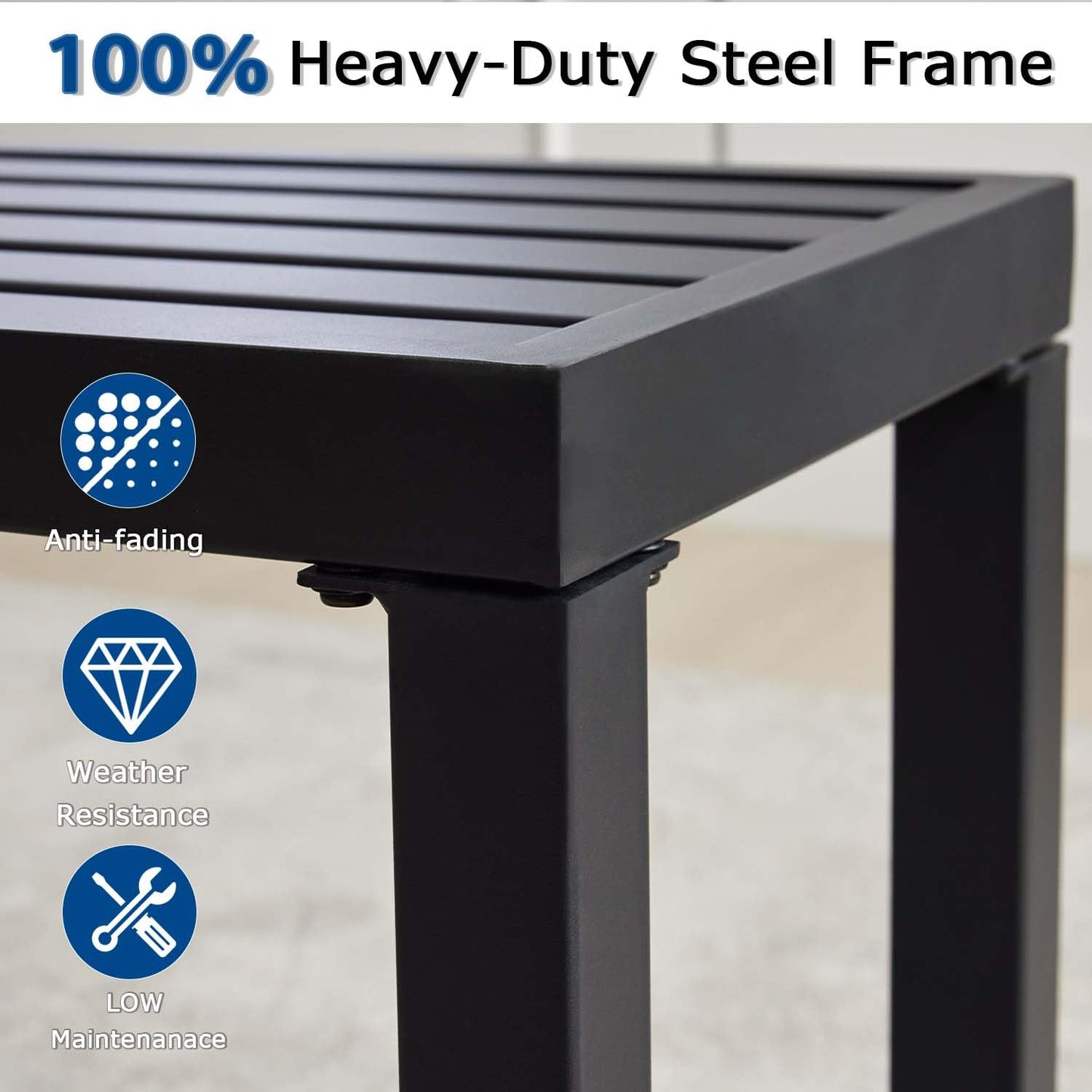 Stabrech Black Outdoor Backless Bench for Garden, Set of 2, Metal Outdoor Bench Weatherproof, Patio Benches for Outdoors, Benches Seat for Backyard, Porch