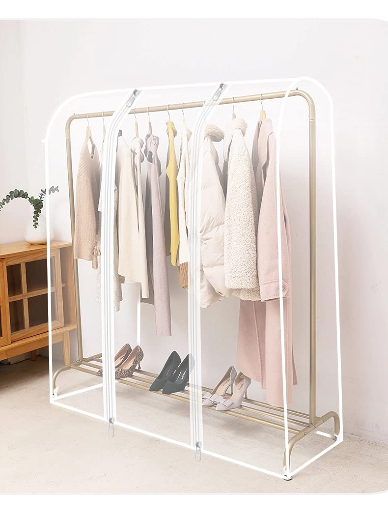 TzBBL Clothing Rack Cover, Clothes Garment Rack Cover 6 Ft - with 2 Durable Zippers, Waterproof Cover for Clothing Hanging Rack 71" X 20" X 52" (180 X 50 X 133 cm) - Only Cover
