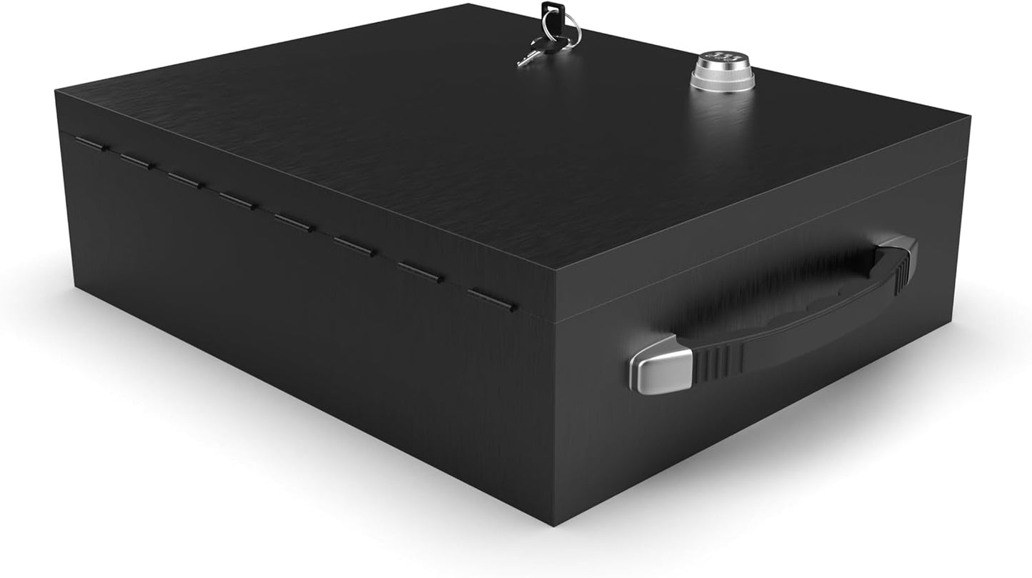 Fire Retardant Strong Box, Dual Combination and Key Lock Security Chest