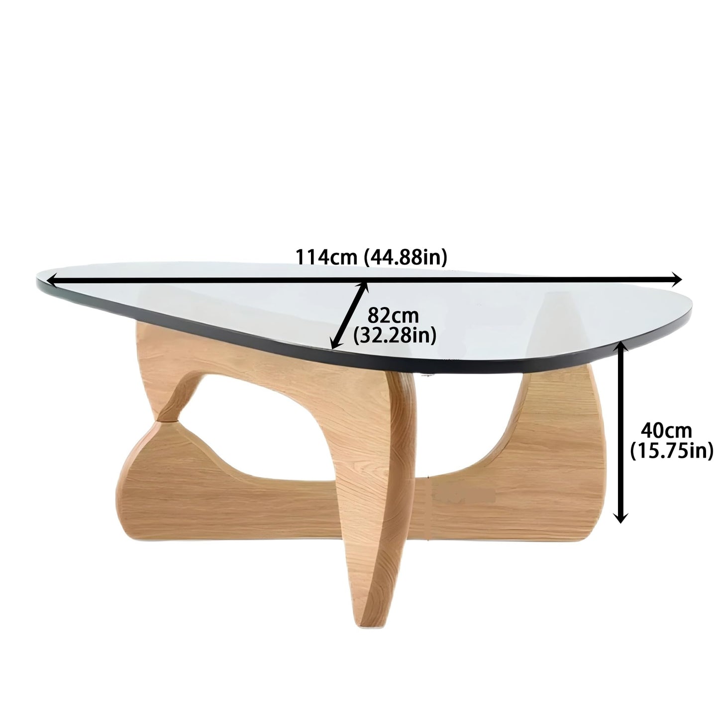 EASYSOUL Modern Glass Coffee Table, 32.68W x 22.44L x 15.75H in, Abstract Round Tea Tables for Living Room Home Office Industrial Cocktail Tables (Log-Clear Glass, 44.88")
