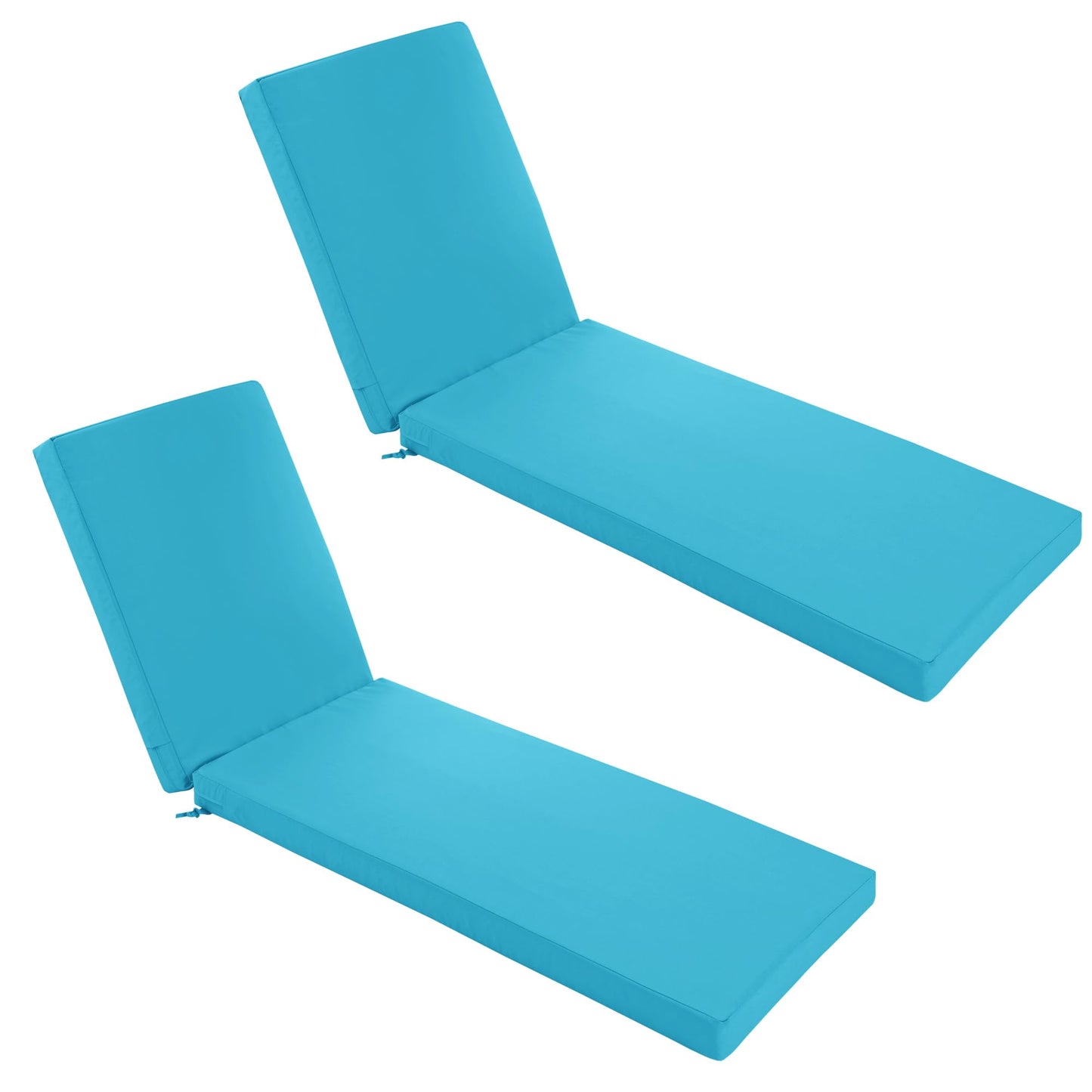 Summsun Chaise Lounge Cushions Outdoor Set of 2 - Waterproof and Fade Resistant Sun Lounger Replacement Cushions - Patio Lounger Pads with Removable Cover for Pool, Deck, Lawn, 72 x 21 x 3 Inch, Teal