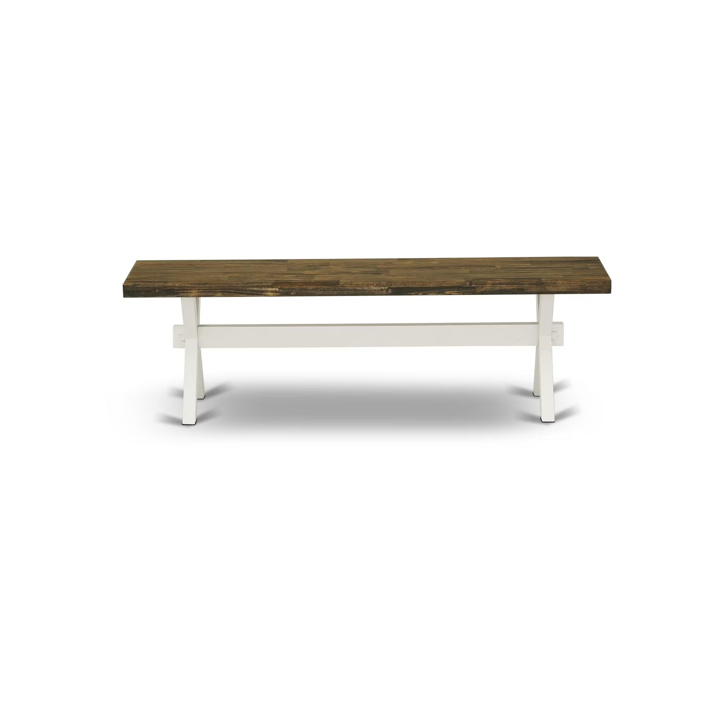 East West Furniture XB076 X-Style Mid Century Modern Dining Bench with Solid Wood Seat, 60x15x18 Inch, Multi-Color