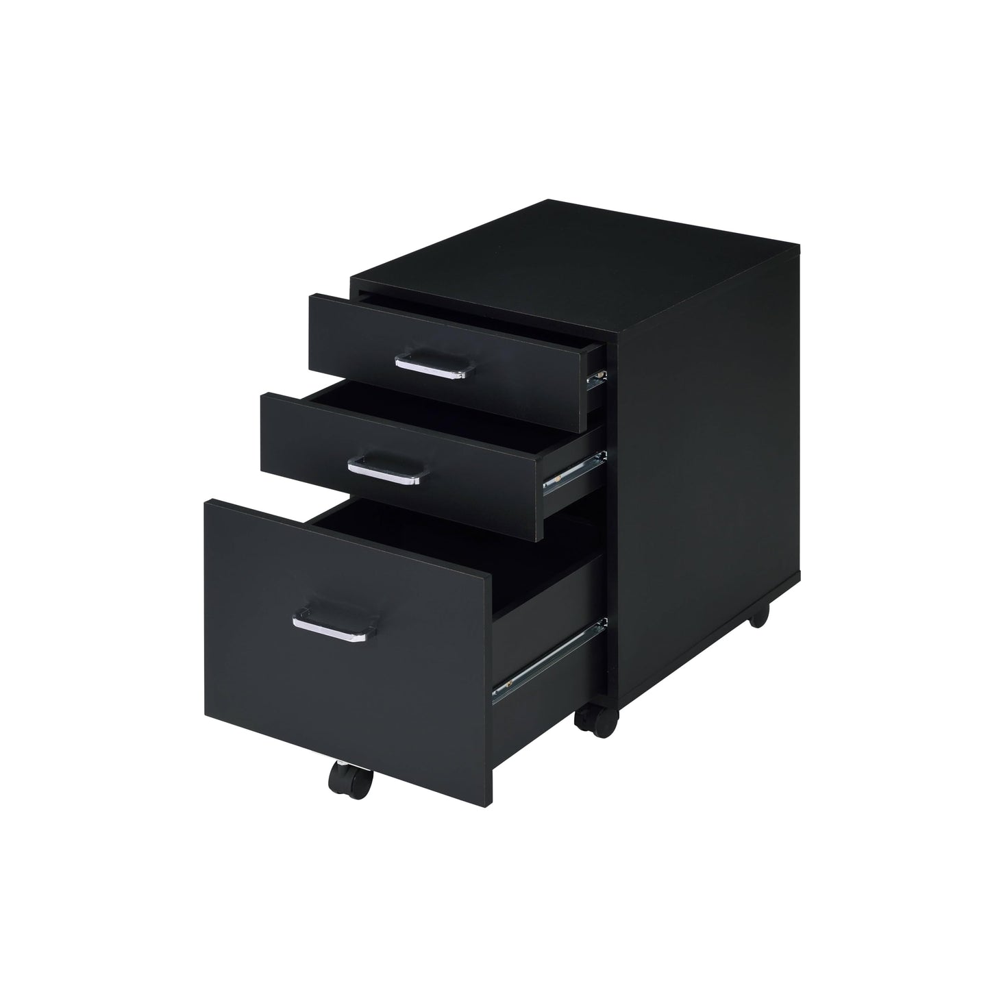 YINGCHAOJI File Cabinet, 3 Drawers Filing Cabinet for Home Office, with Wheels, for A4, Letter Sized Documents, Hanging File Folders (Black-2)