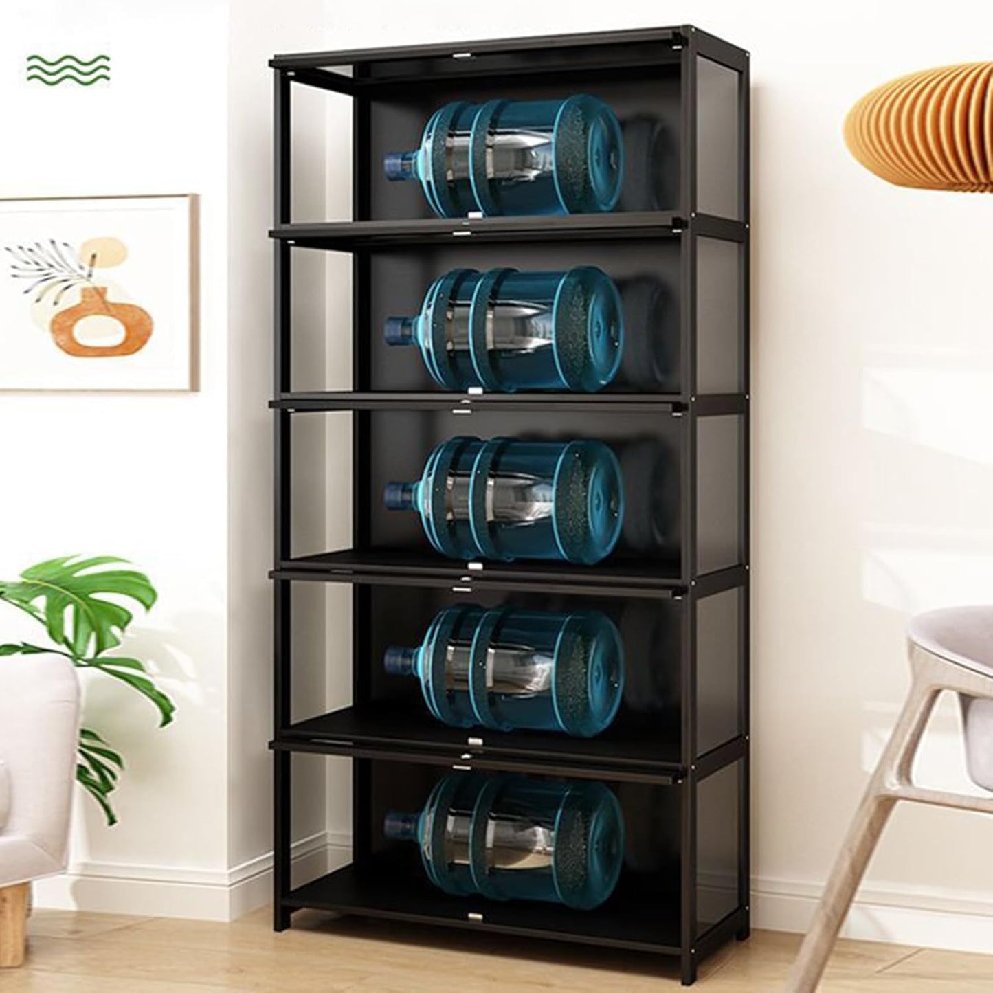 QOEUDD Curio Display Cabinet with Acrylic Glass Door, 5-Tier Display Case, Curio Cabinet & Bookcase for Collectibles, Display Shelf for Home, Reading Nook, Playroom, Living Room