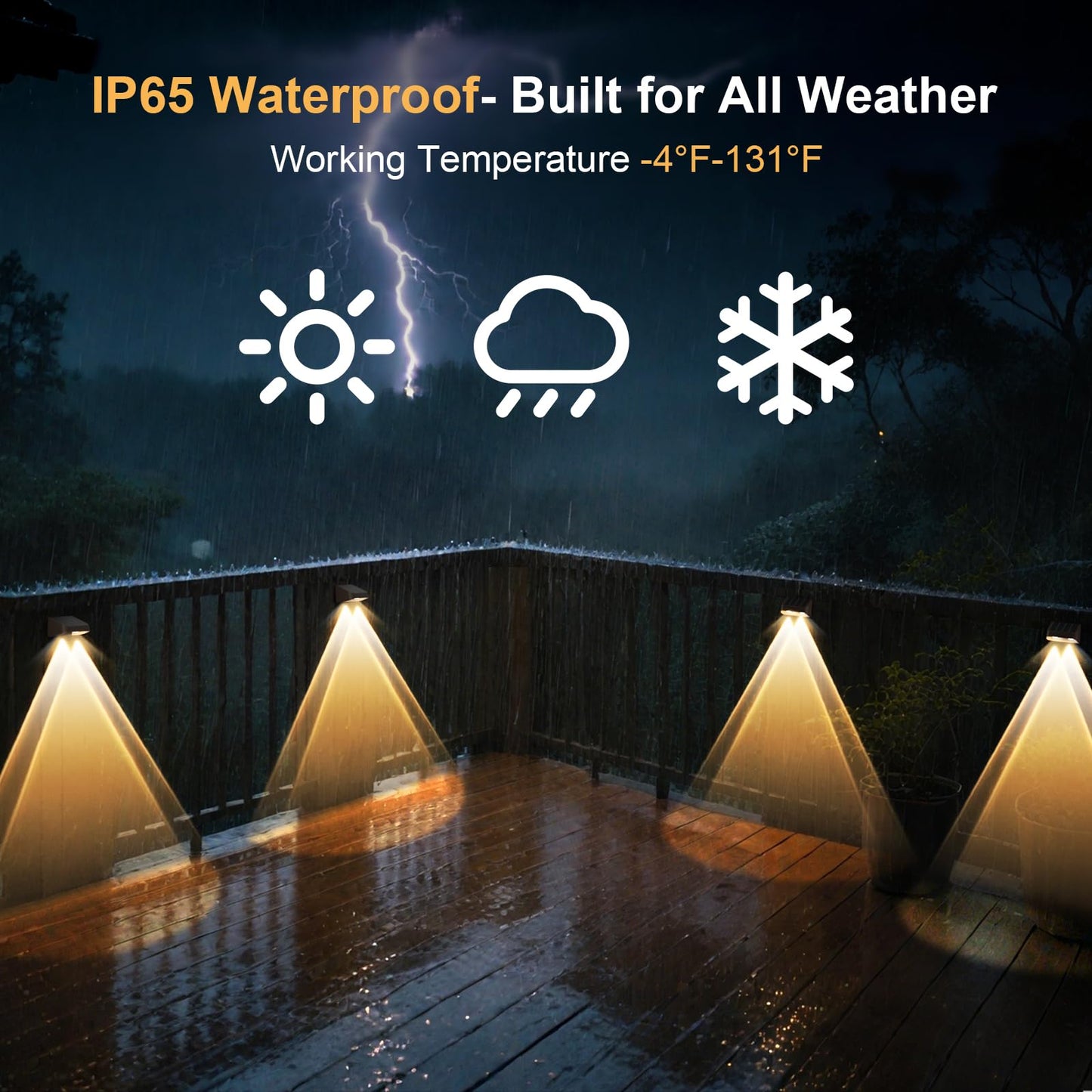Super Long Lasting Solar Fence Lights Outdoor,Deck Lights Waterproof,Perfect for Winter and Rainy Days,Dusk to Dawn High Brightness Solar Lighting for Wall,Stair,Step,Yard,Patio,Backyard(12 Pack)