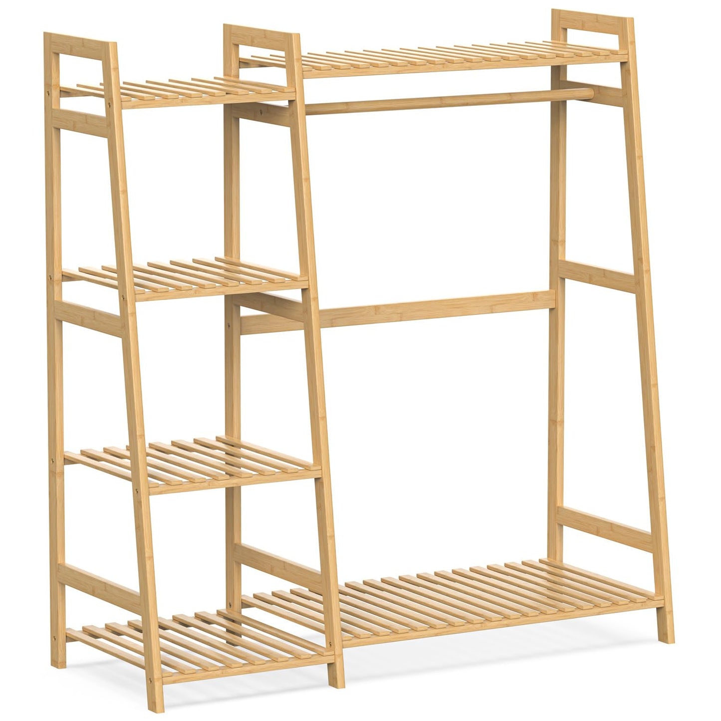 BAMBOOHOMIE Kids Clothing Rack with Shelves, Bamboo Clothes Garment Rack for Kids Child Baby, Kids Dress Up Storage Rack with Top Shelf, Toddlers Wardrobe Closet for Nursery (Medium Size)