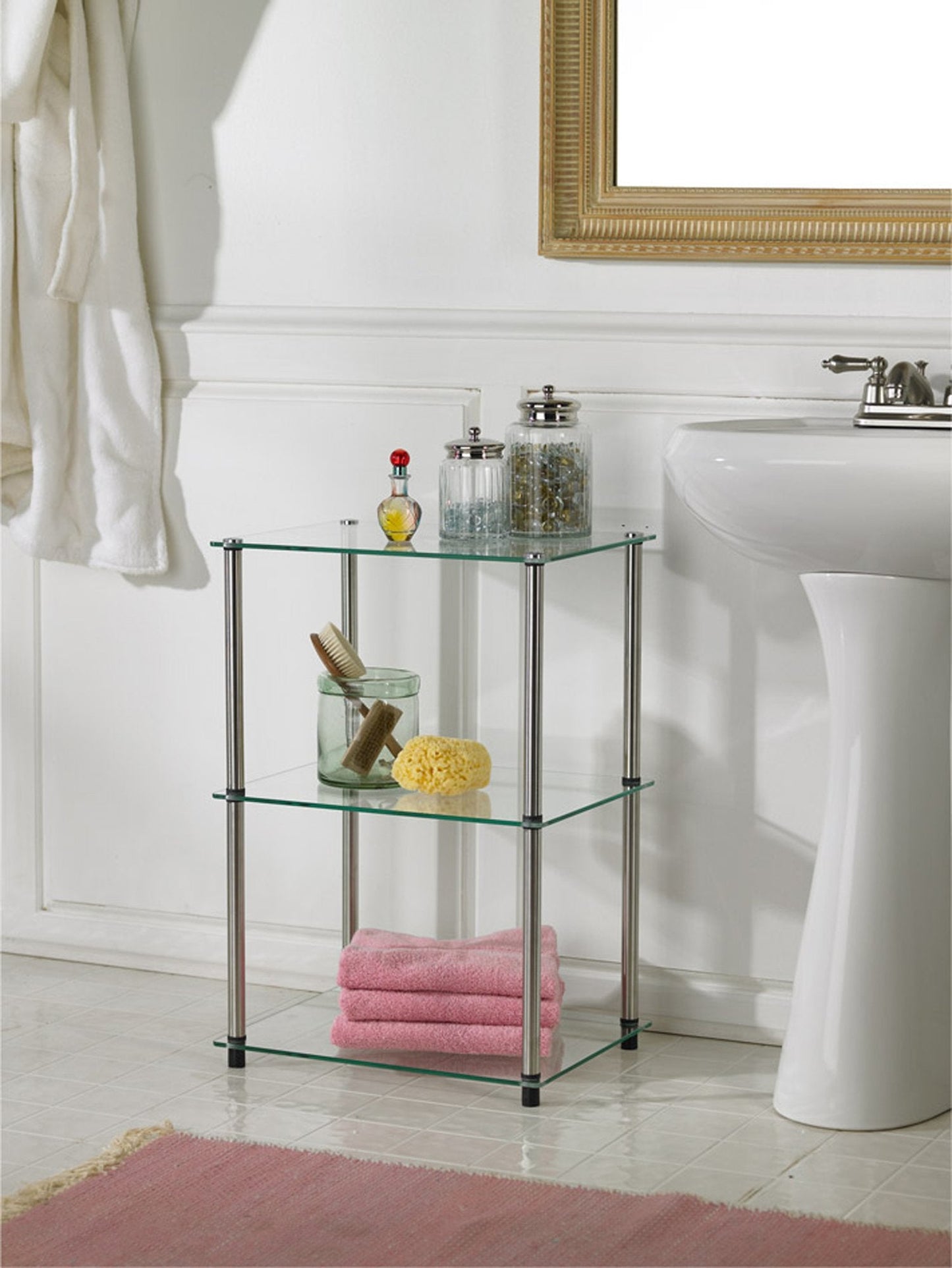 Convenience Concepts Designs2Go Classic Glass Tall 3 Tier End Table