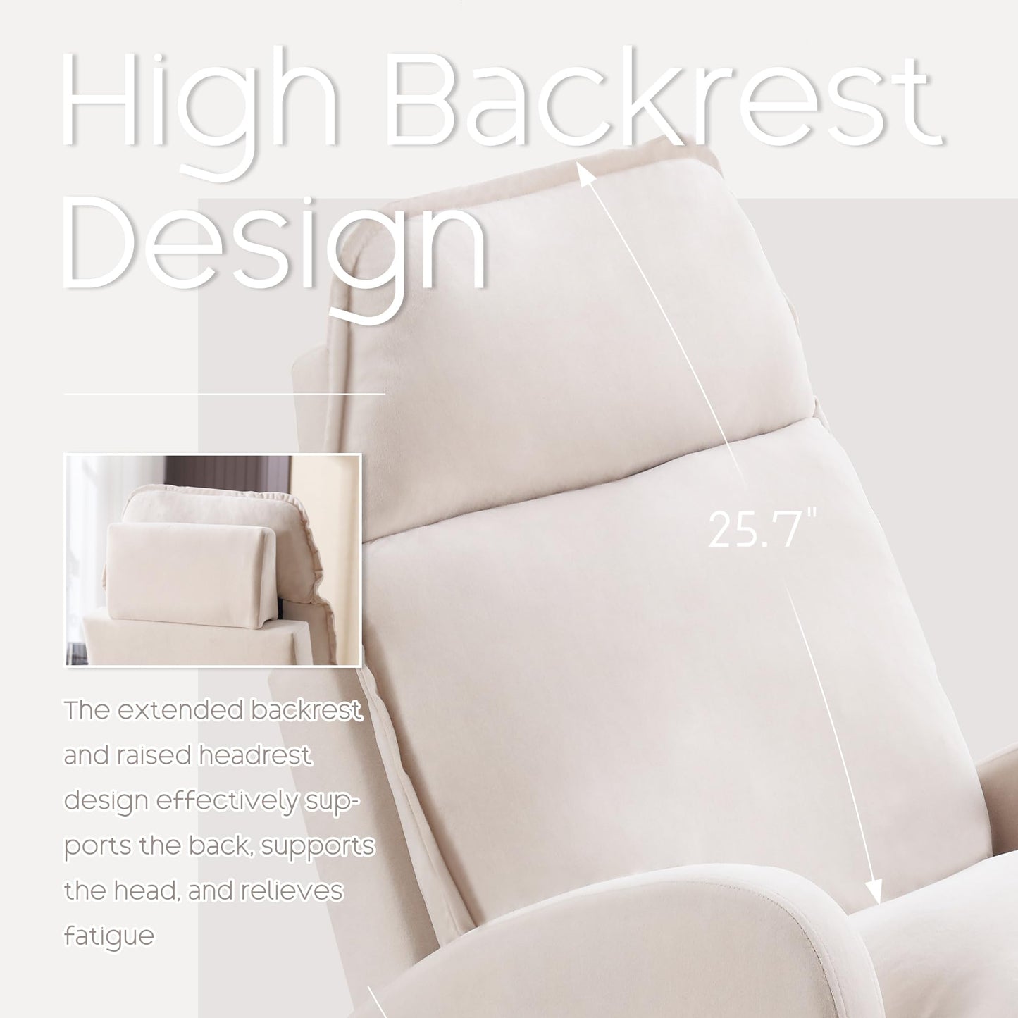 YUUIJOAA Accent Chair with Ottoman, Comfy Reading Chair and Ottoman Set, Modern Velvet Lounge Armchair with Storage and Adjustable Backrest for Living Room Bedroom, Cream