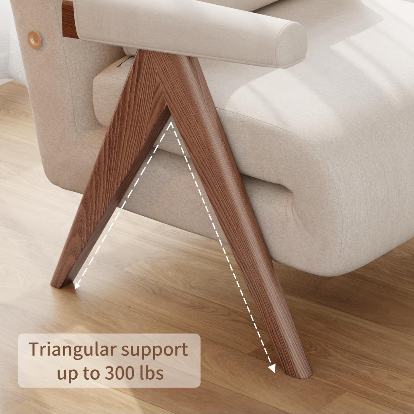KungFuWood 32inch W Convertible Chair Bed Sleeper 3 in 1 Sleeper Sofa Couch Bed,Adjustable Backrest Futon Sofa Bed Chair,Small Space Sleeper Sofa for Living Room, Bedroom,Home Office,Beige,White