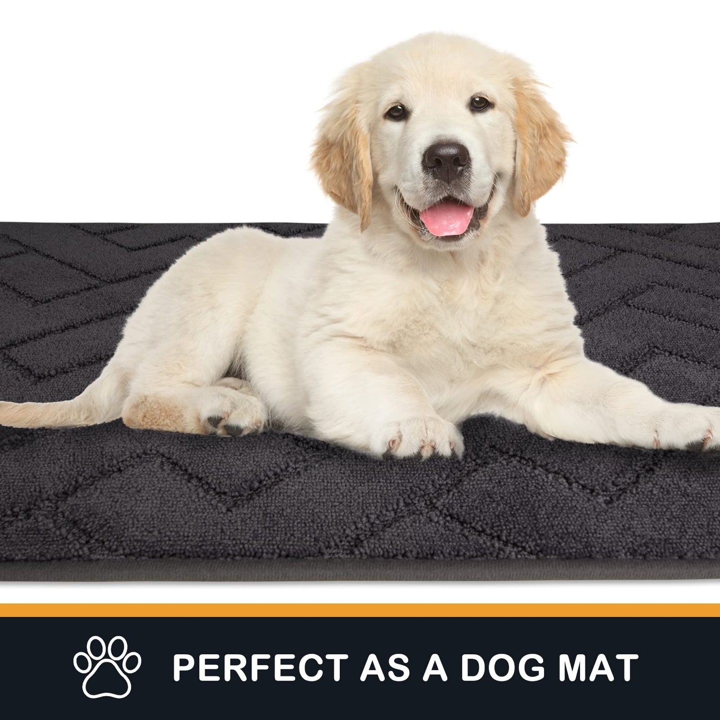 PURRUGS Dirt Trapper Door Mat 24" x 35.5", Non-Slip Machine Washable Entry Rug, Shoe Scraper, Dog Doormat, Super Absorbent Welcome Mat for Front & Back Door, Muddy Wet Shoes & Paws, Charcoal