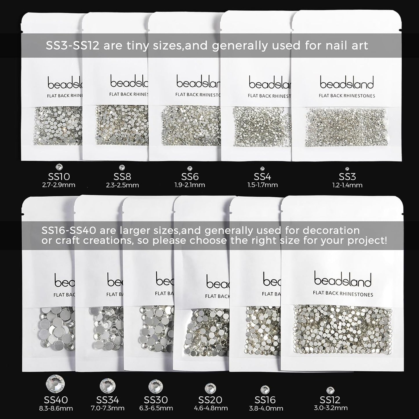 beadsland 1440 Pieces Flat Back Crystal Rhinestones Round Gems, Lt.Colorado Topaz AB,SS10,2.7-2.9mm