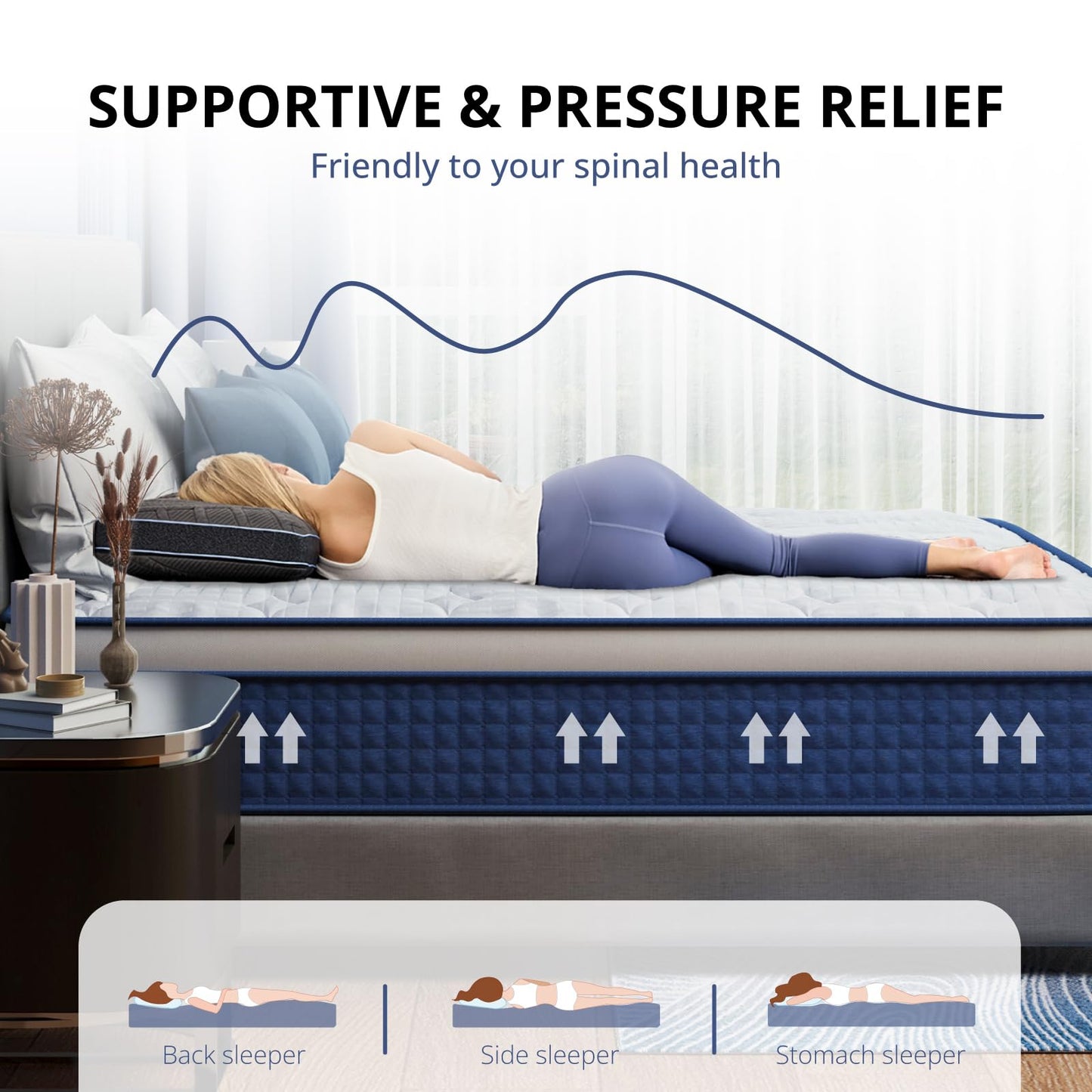 SynthoSpace Queen Mattress 12 Inch Hybrid Mattress in a Box, Medium Firmness, Foam and Individual Pocket Springs for Motion Isolation & Pressure Relief, CertiPUR-US Certified, 60" x 80"