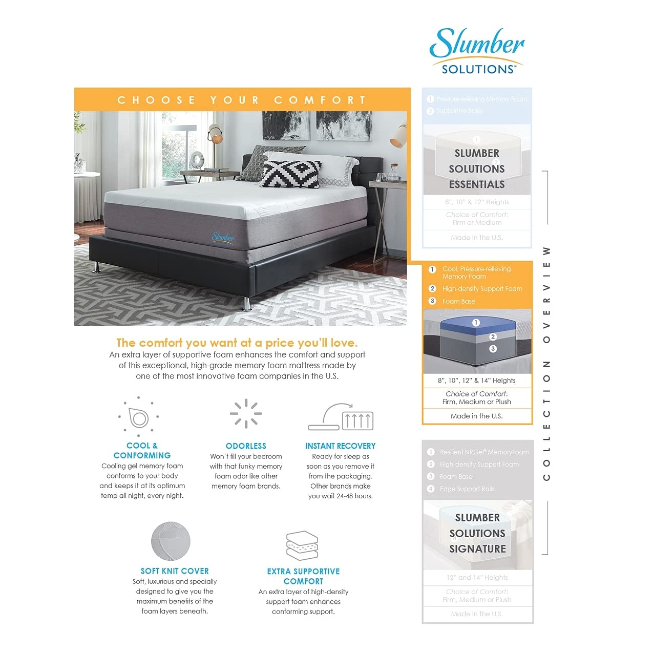 Slumber Solutions 10-in. Gel Memory Foam Mattress Medium Queen