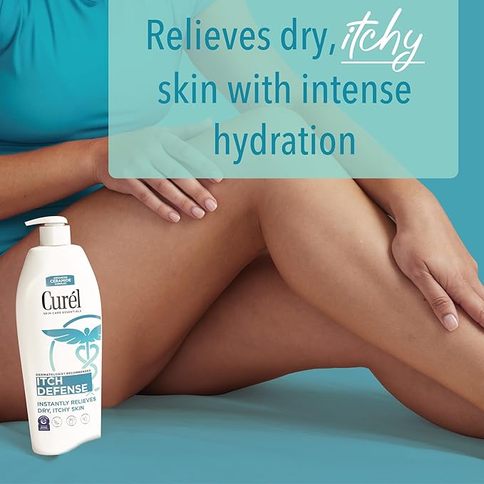 Curel Itch Defense Calming Body Lotion, Moisturizer for Dry, Itchy Skin, Body and Hand Lotion, with Advanced Ceramide Complex, Pro-Vitamin B5, Shea Butter, 13 Oz