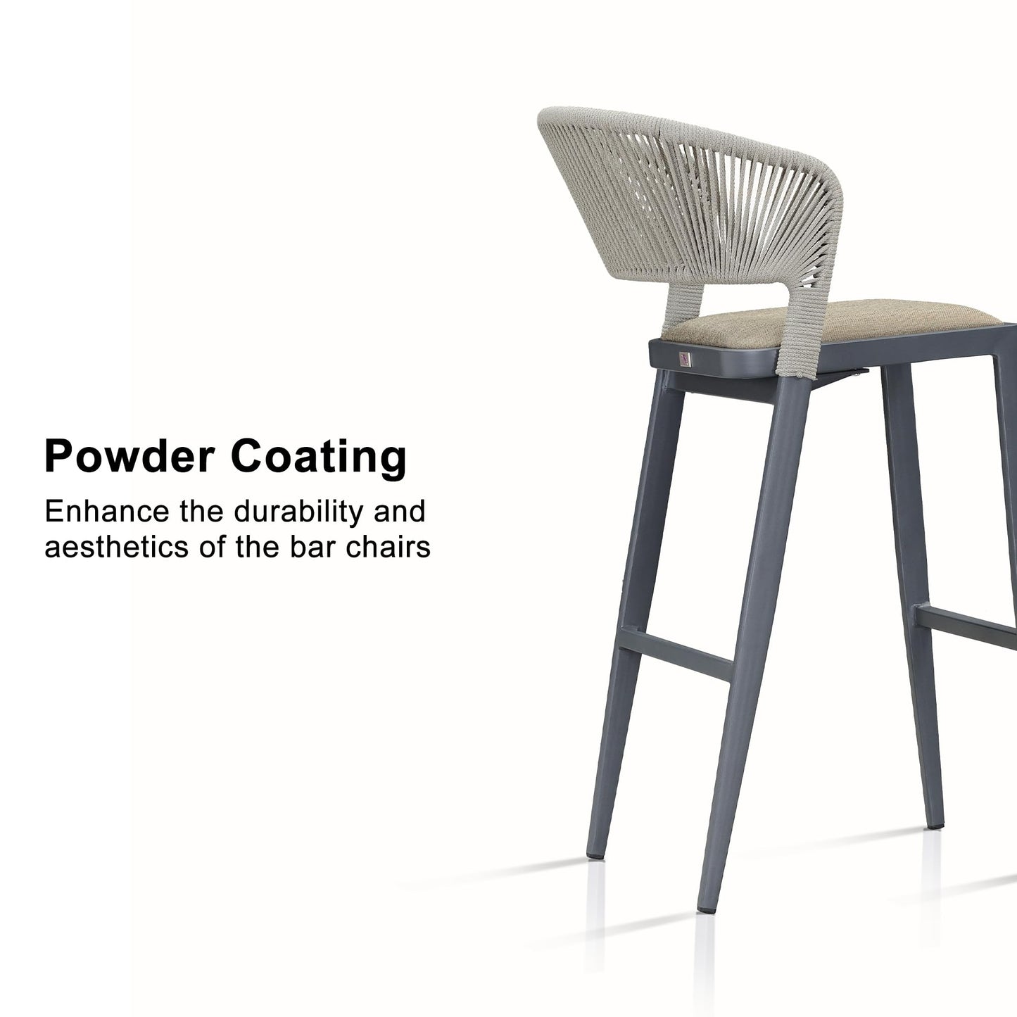 PURPLE LEAF Bar Stool Set of 2 Outdoor Bar Chairs with Backrest Bar Height Stools Rattan Stool Wicker Dark Gray Barstools