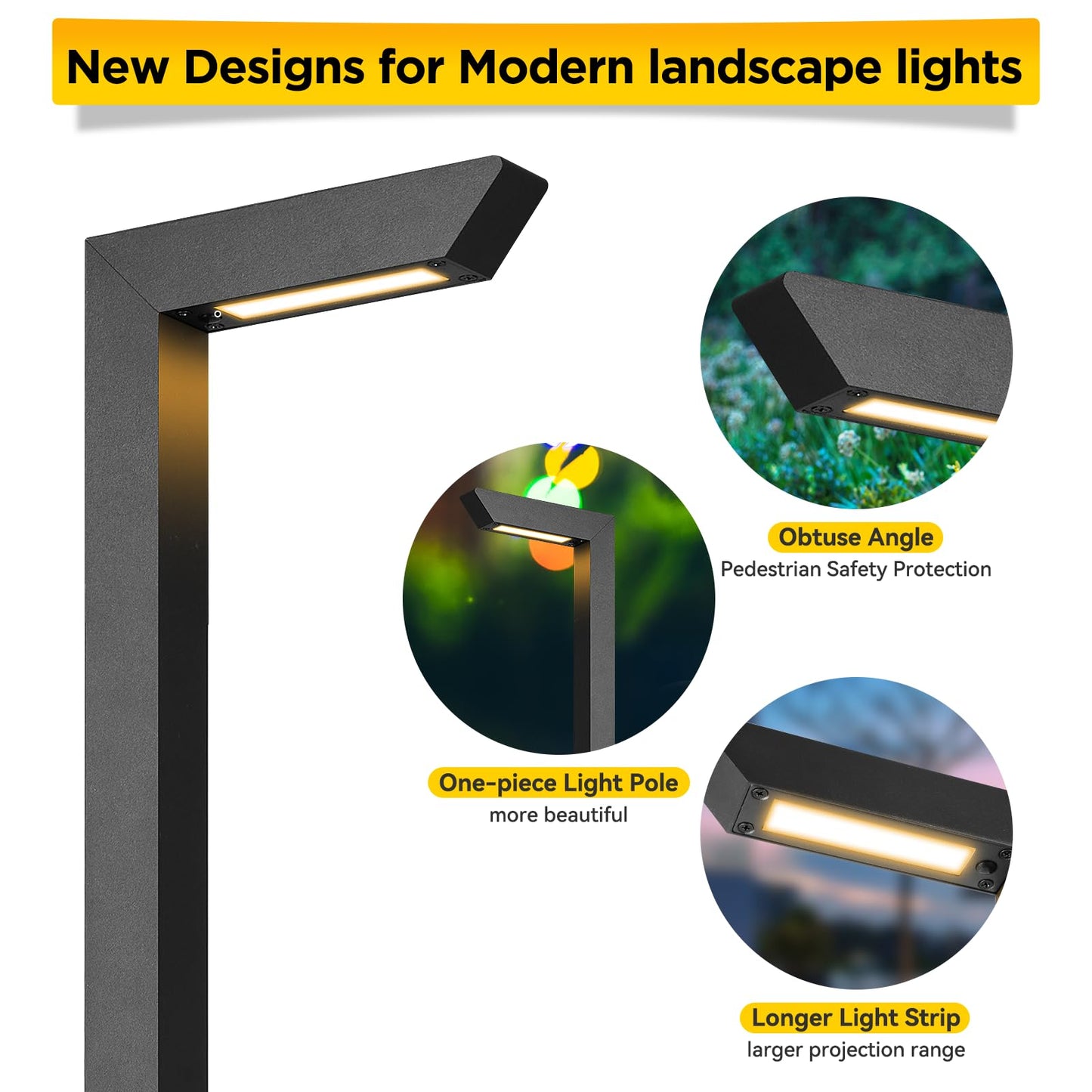 Gardencoin 3CCT LED Low Voltage Landscape Pathway Light, 12V Premium 3000K/4000K/5000K Selectable Path Lights Wired, Modern Walkway Lights Outdoor, Higher Housing with Larger Stake (19.7IN, 8 Pack)